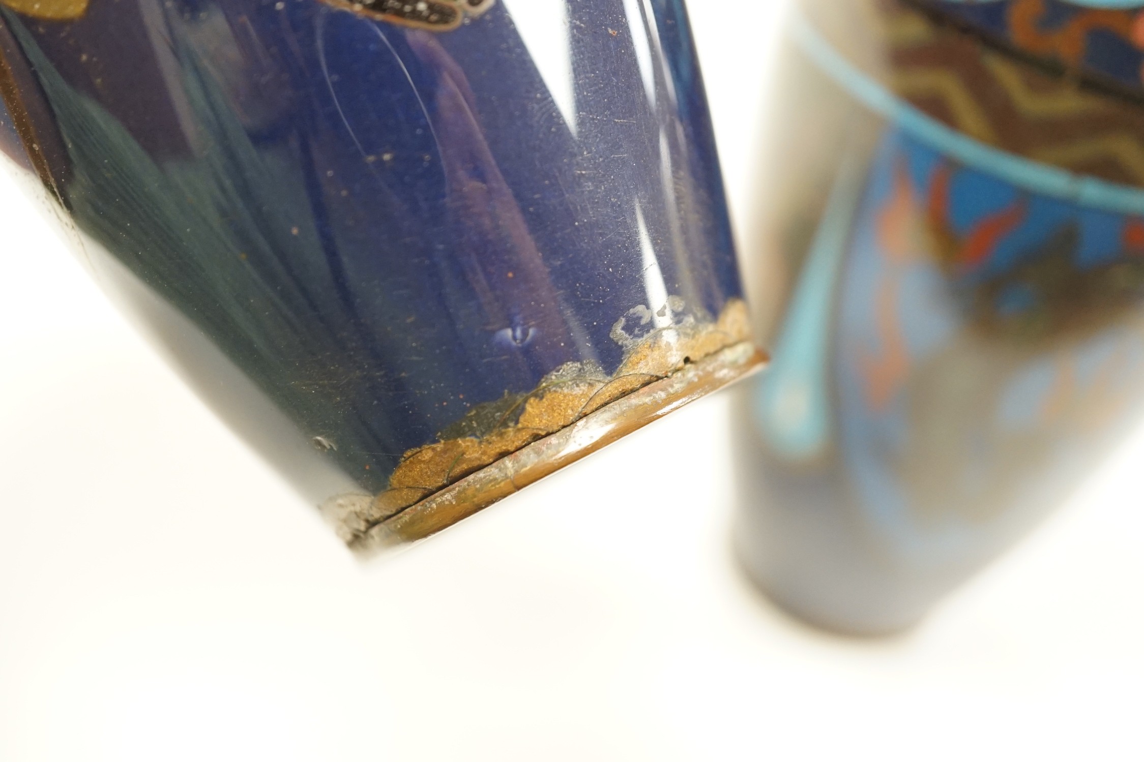 A pair of Japanese cloisonne enamel vases, 18.5cm